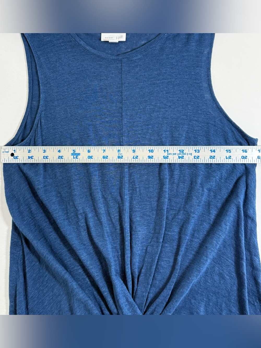 Jill Love Linen Sleeveless Tank Top Twist Front Blue Shirt Size Small - Picture 6 of 8